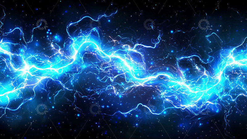高清大图下载【趣麦麦图】蓝色闪电能量