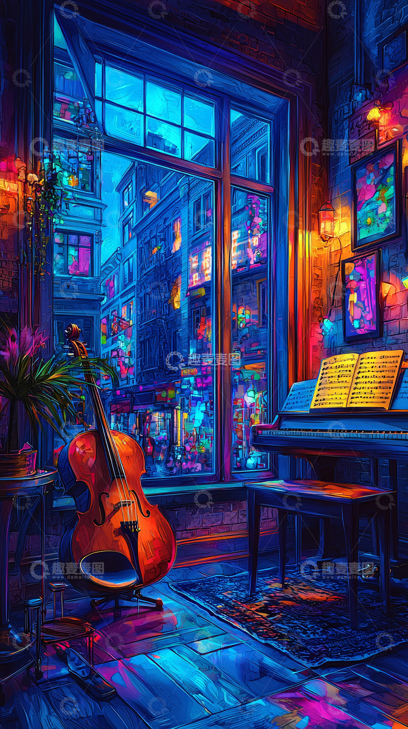 高清大图下载【趣麦麦图】夜晚房间夜景