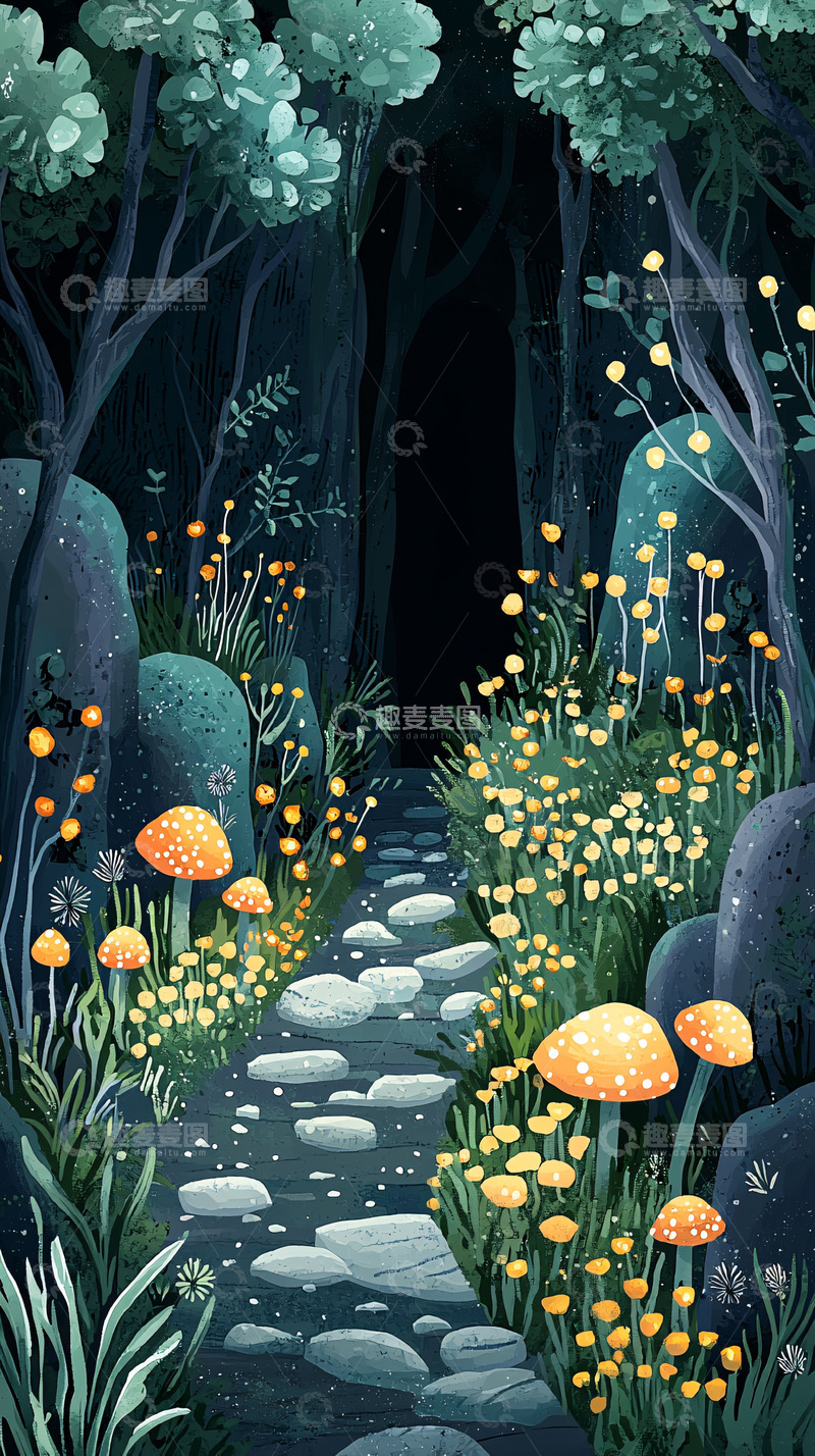 高清大图下载【趣麦麦图】暗夜森林小路
