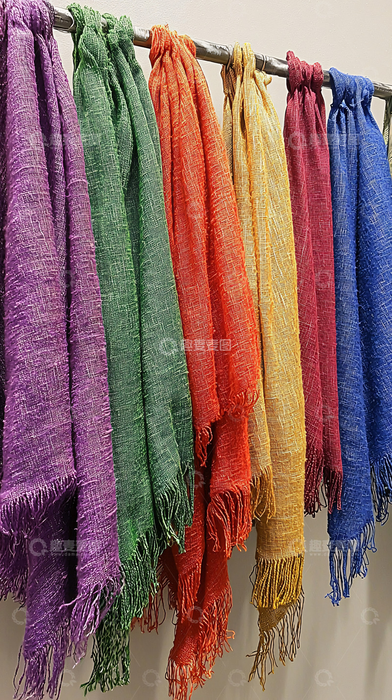 高清大图下载【趣麦麦图】彩色麻纱围巾