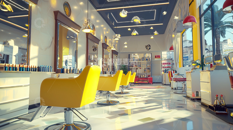 高清大图下载【趣麦麦图】明亮时尚的理发店室内设计