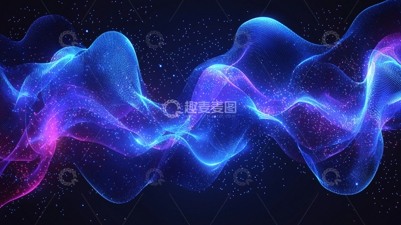 高清大图下载【趣麦麦图】抽象蓝色紫色光线流动