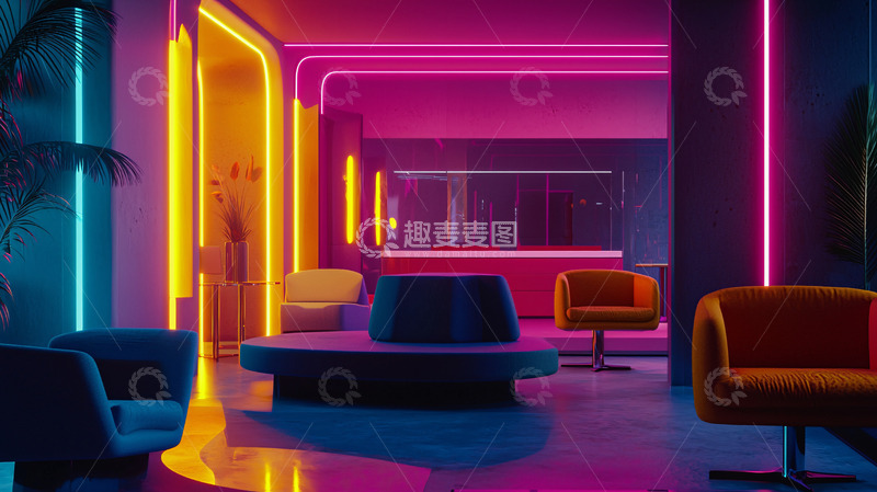 高清大图下载【趣麦麦图】霓虹灯复古未来感空间