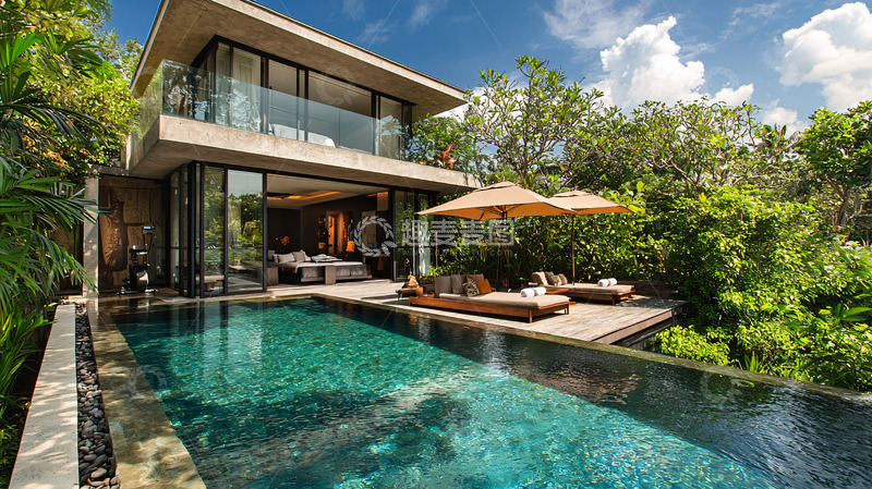 高清大图下载【趣麦麦图】现代简约别墅泳池
