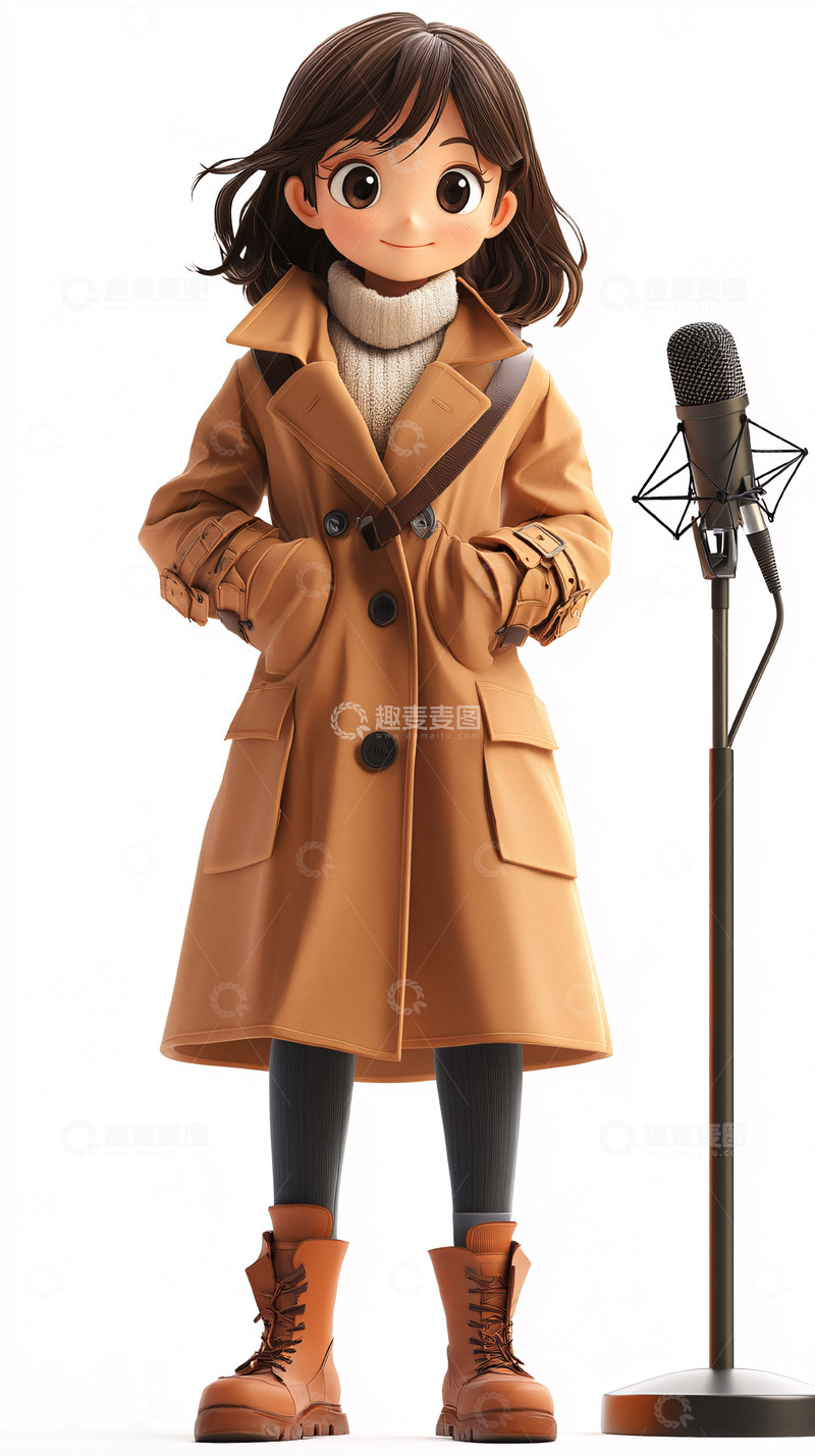 高清大图下载【趣麦麦图】棕色外套女孩