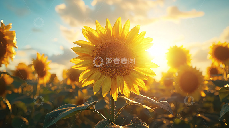 高清大图下载【趣麦麦图】向日葵日落剪影