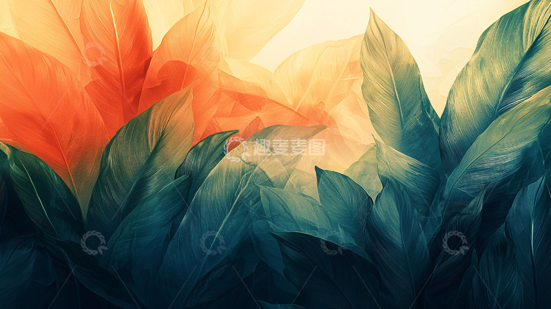 高清大图下载【趣麦麦图】抽象羽毛色彩背景