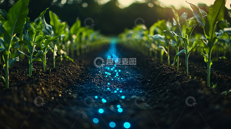 高清大图下载【趣麦麦图】田间作物发光小路