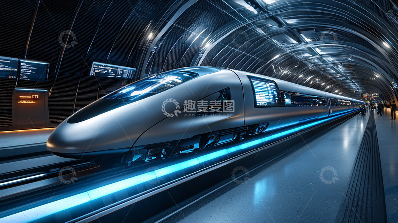 高清大图下载【趣麦麦图】未来高铁隧道内行驶