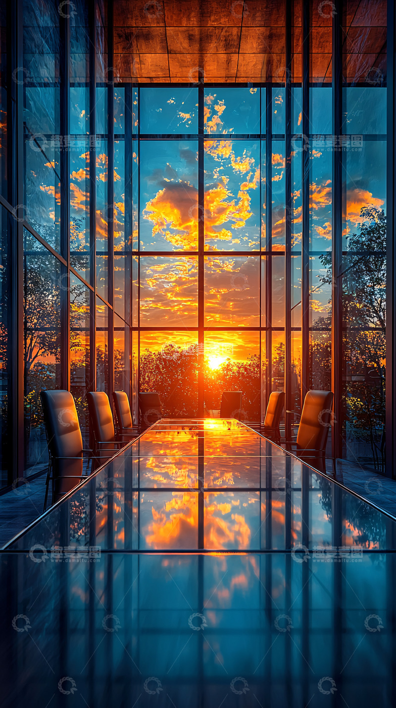 高清大图下载【趣麦麦图】会议室夕阳