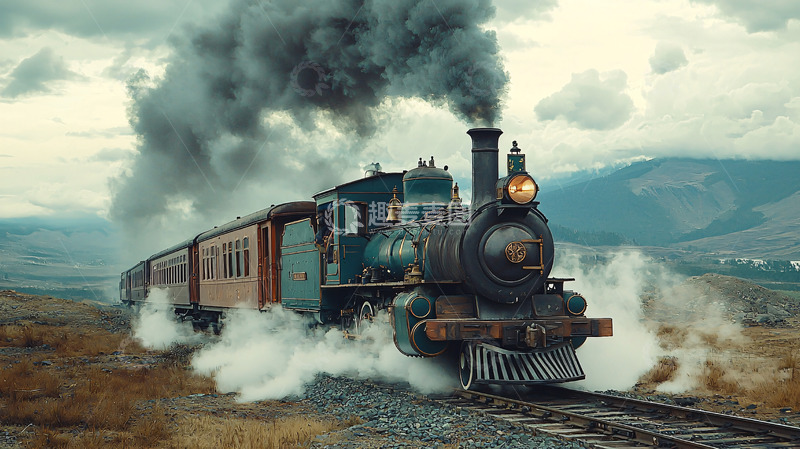 高清大图下载【趣麦麦图】蒸汽火车行驶在山区