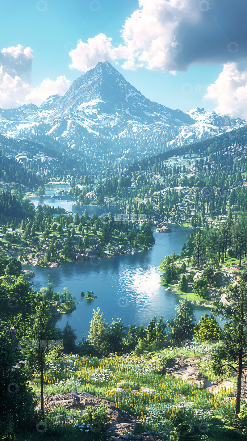 高清大图下载【趣麦麦图】雪山湖泊风景