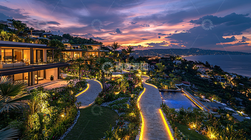 高清大图下载【趣麦麦图】山顶别墅夜景