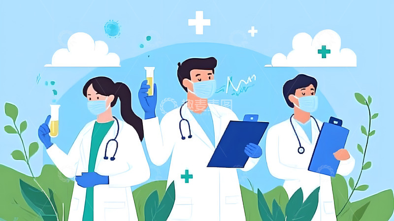 高清大图下载【趣麦麦图】卡通医疗健康医师节渐变矢量插画2