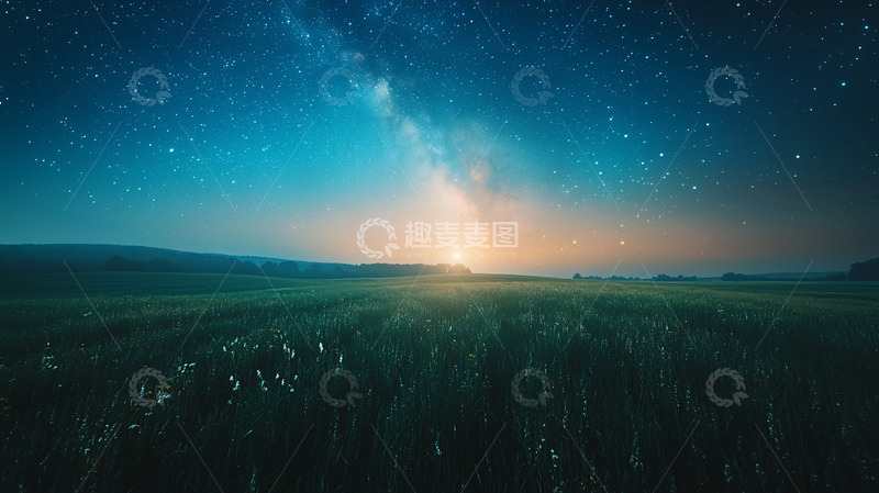高清大图下载【趣麦麦图】星空下的麦田