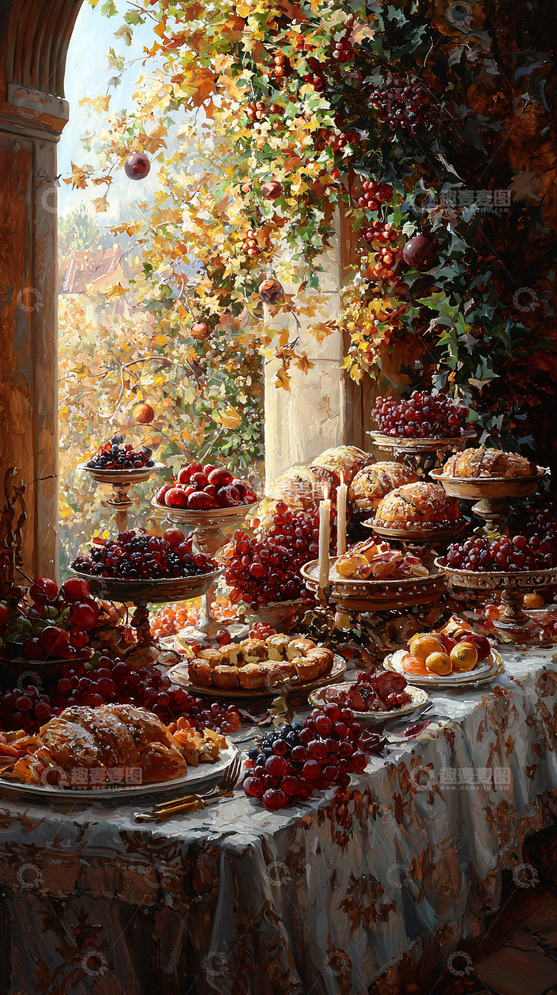 高清大图下载【趣麦麦图】秋日丰收的精美餐桌摆设