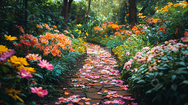 高清大图下载【趣麦麦图】曲径通幽的花园小路