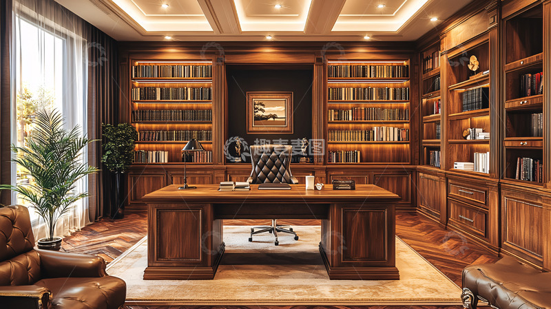 高清大图下载【趣麦麦图】豪华古典书房
