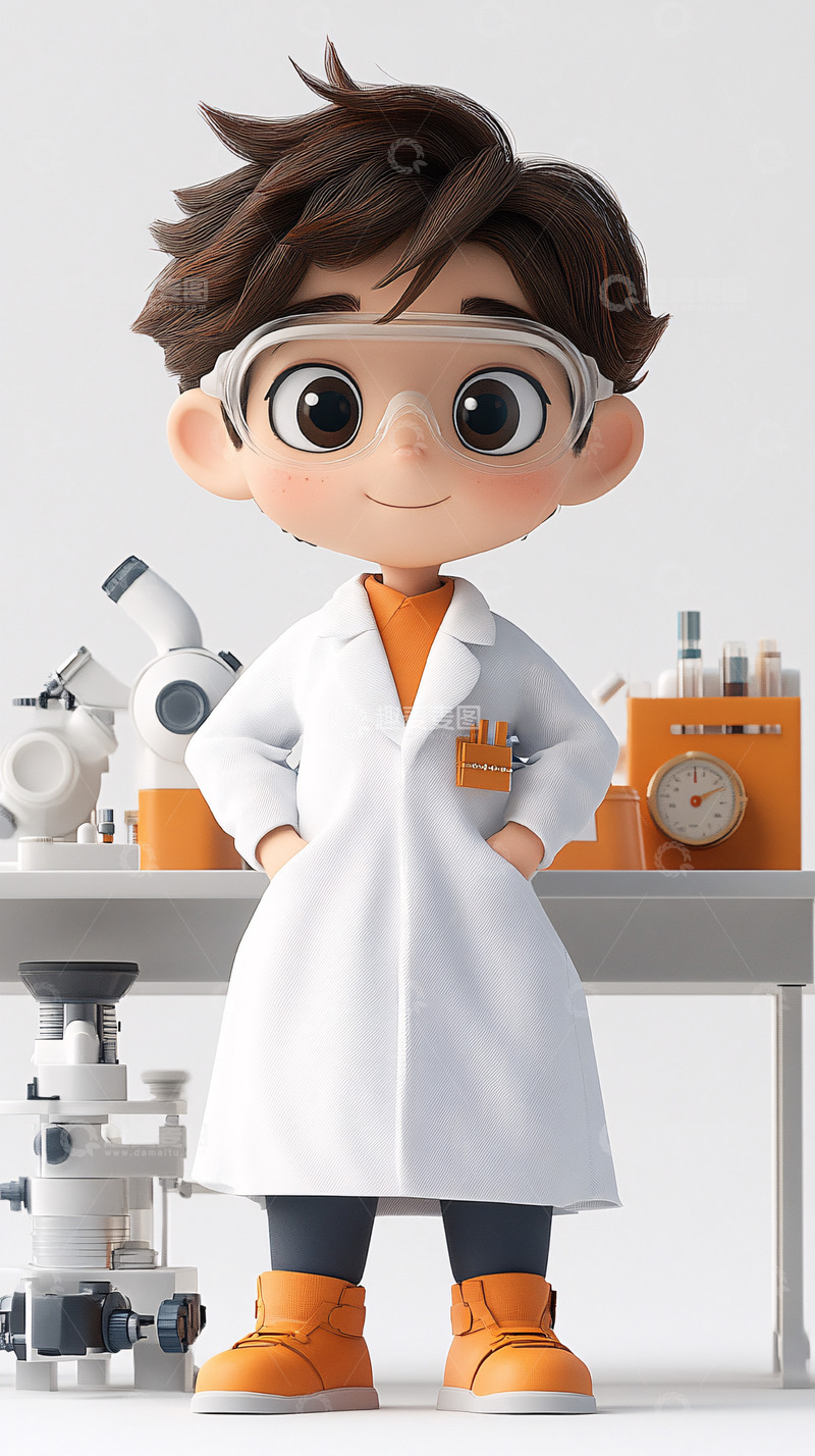高清大图下载【趣麦麦图】可爱卡通小科学家