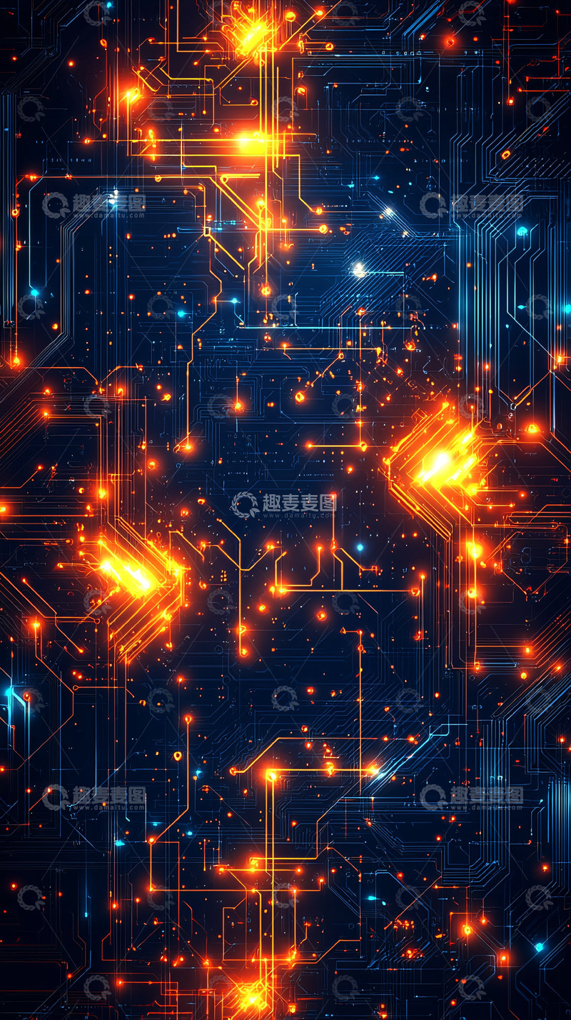 高清大图下载【趣麦麦图】科技感电路板发光细节