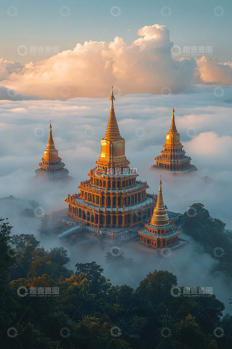 高清大图下载【趣麦麦图】云海佛塔