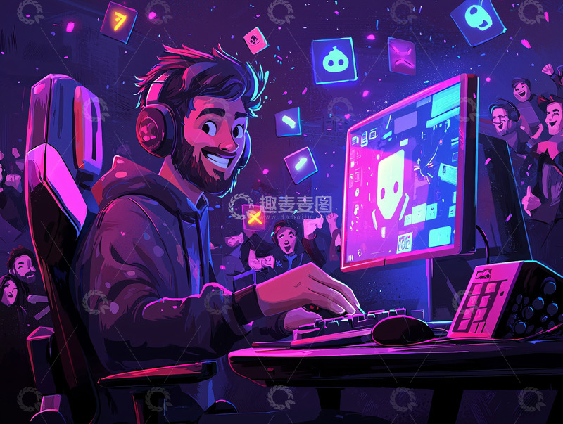 高清大图下载【趣麦麦图】电竞主播直播场景