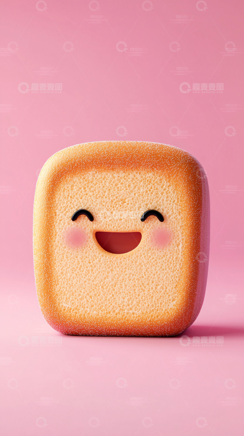 高清大图下载【趣麦麦图】粉色背景下微笑吐司