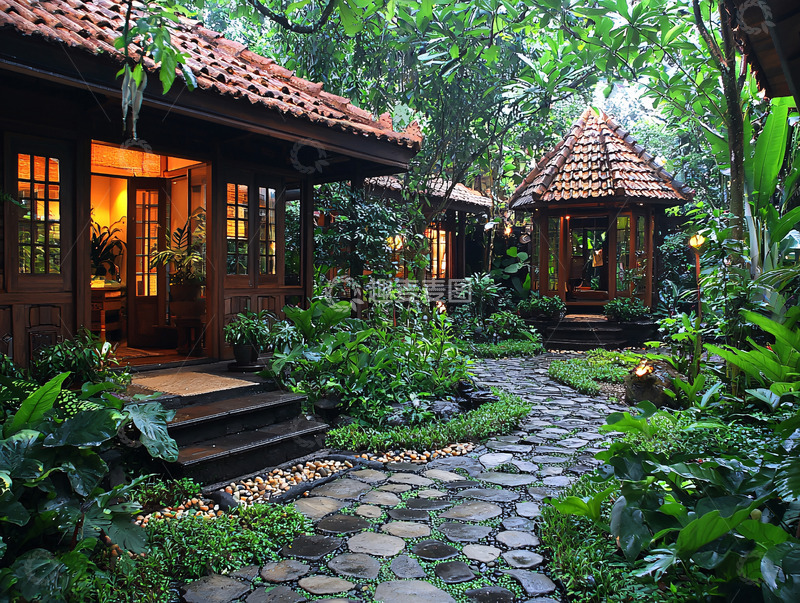 高清大图下载【趣麦麦图】热带雨林风格木屋