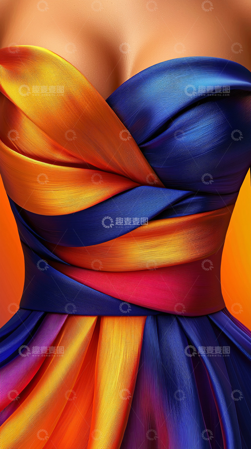 高清大图下载【趣麦麦图】蓝色丝绸礼服