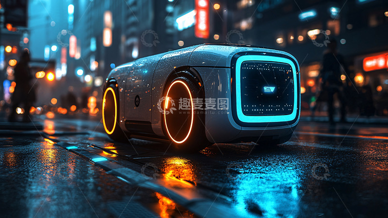 高清大图下载【趣麦麦图】未来都市自动驾驶汽车