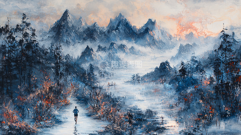 高清大图下载【趣麦麦图】蓝色山脉
