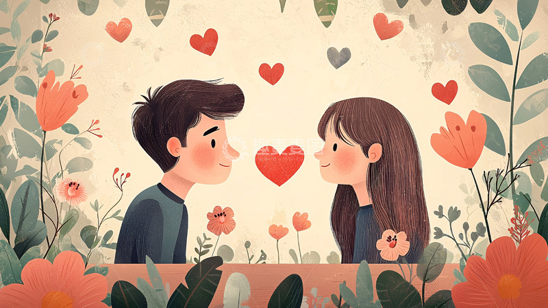 高清大图下载【趣麦麦图】浪漫爱情插画