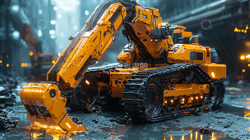 高清大图下载【趣麦麦图】未来科技挖掘机