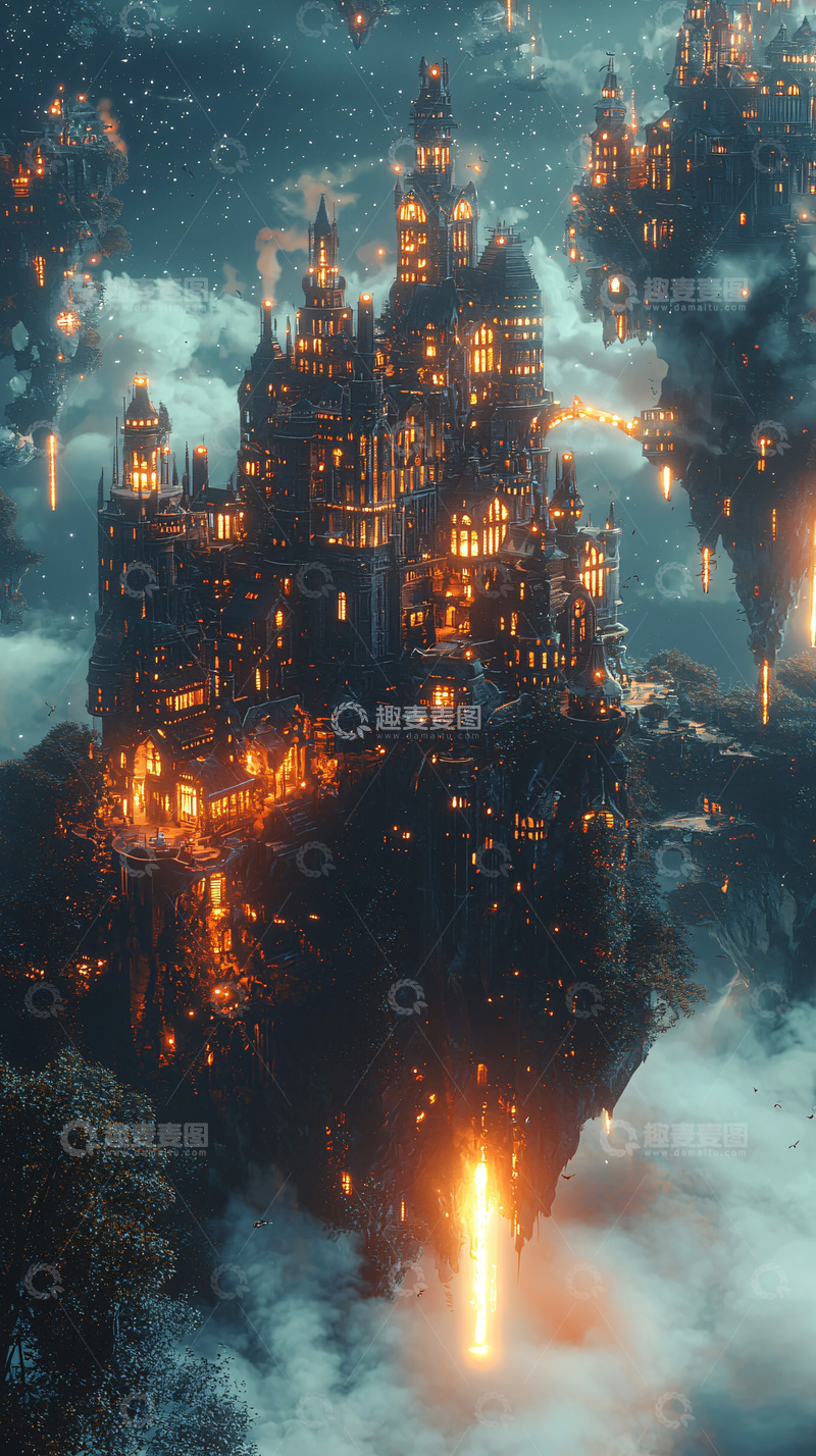 高清大图下载【趣麦麦图】云端之上的哥特式城堡