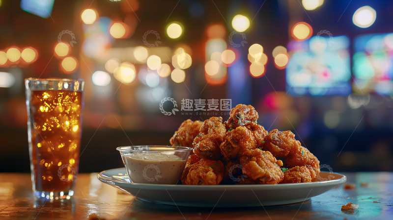 高清大图下载【趣麦麦图】炸鸡配饮料