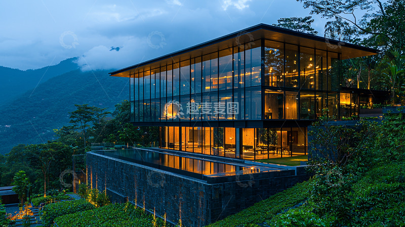 高清大图下载【趣麦麦图】山顶玻璃别墅