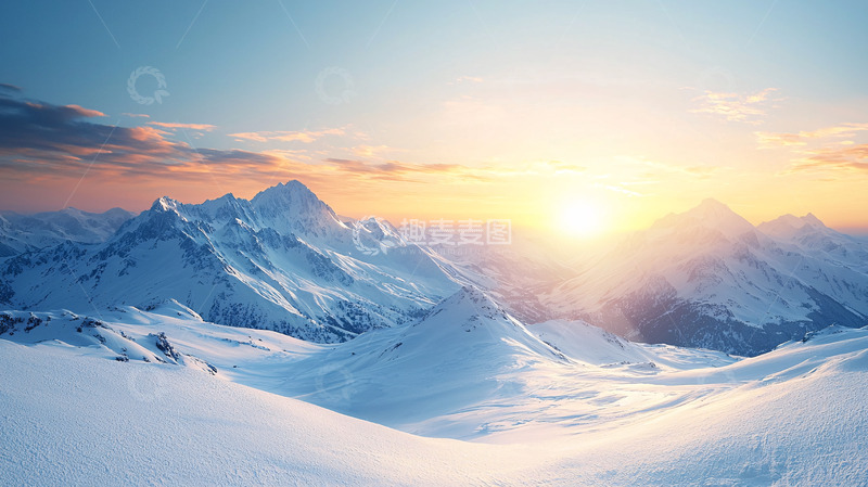 高清大图下载【趣麦麦图】雪山日出25