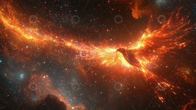 高清大图下载【趣麦麦图】宇宙火焰凤凰