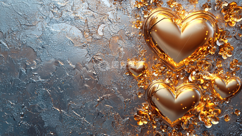 高清大图下载【趣麦麦图】金色爱心