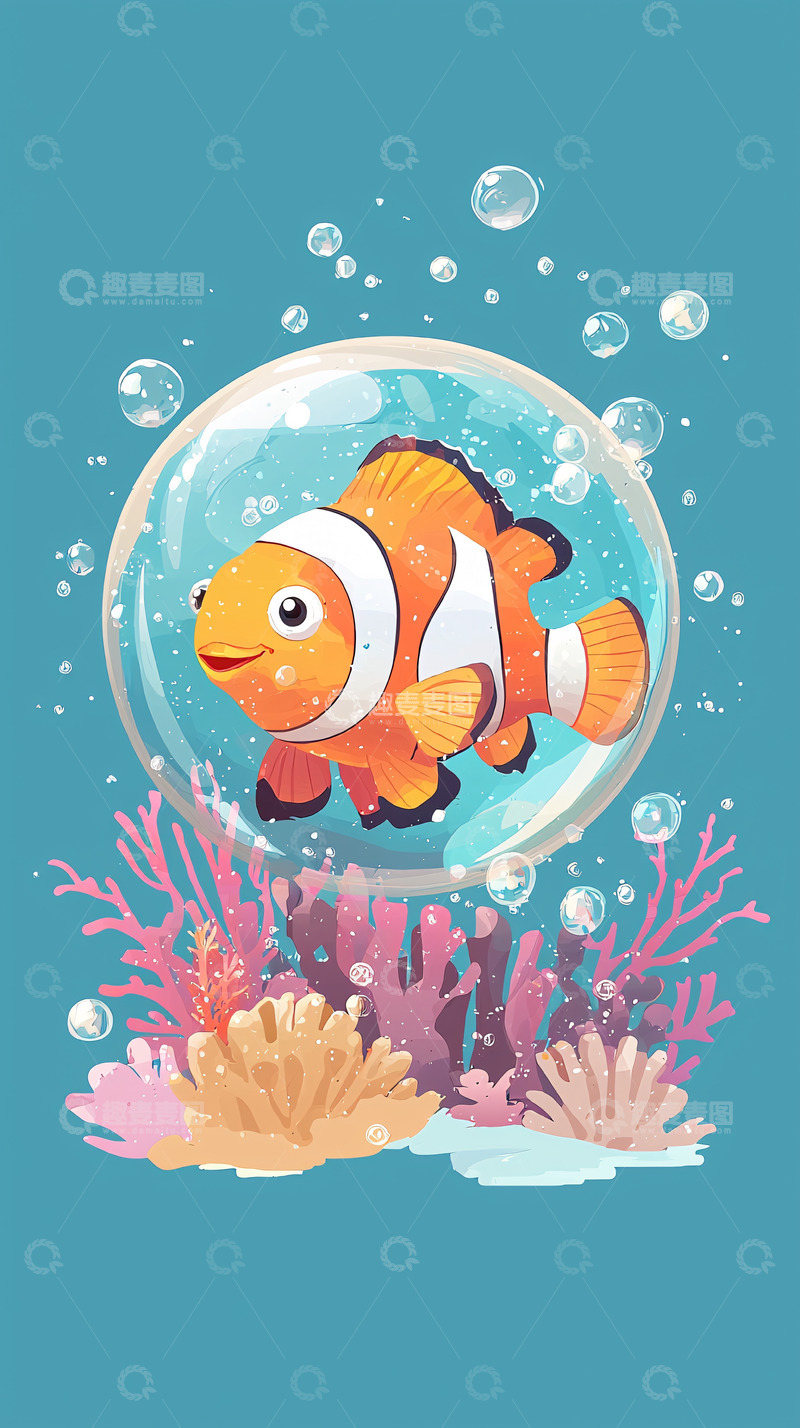 高清大图下载【趣麦麦图】卡通小丑鱼