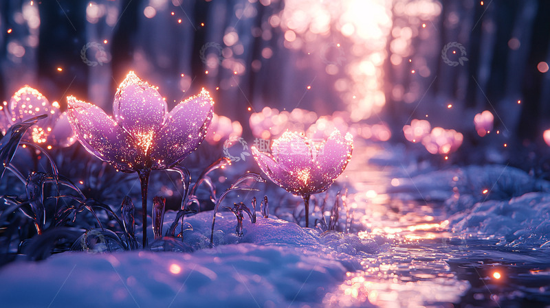 高清大图下载【趣麦麦图】梦幻紫花唯美光点