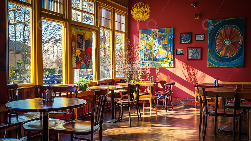 高清大图下载【趣麦麦图】阳光洒进咖啡馆