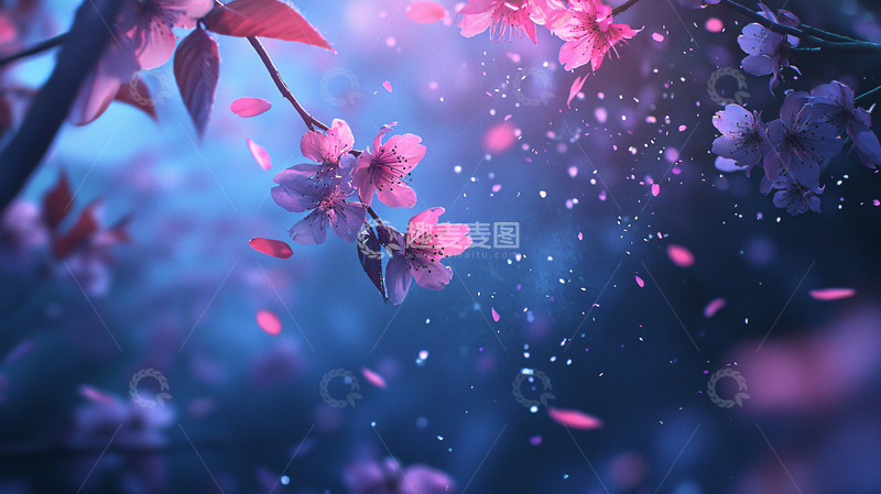 高清大图下载【趣麦麦图】梦幻樱花飘落