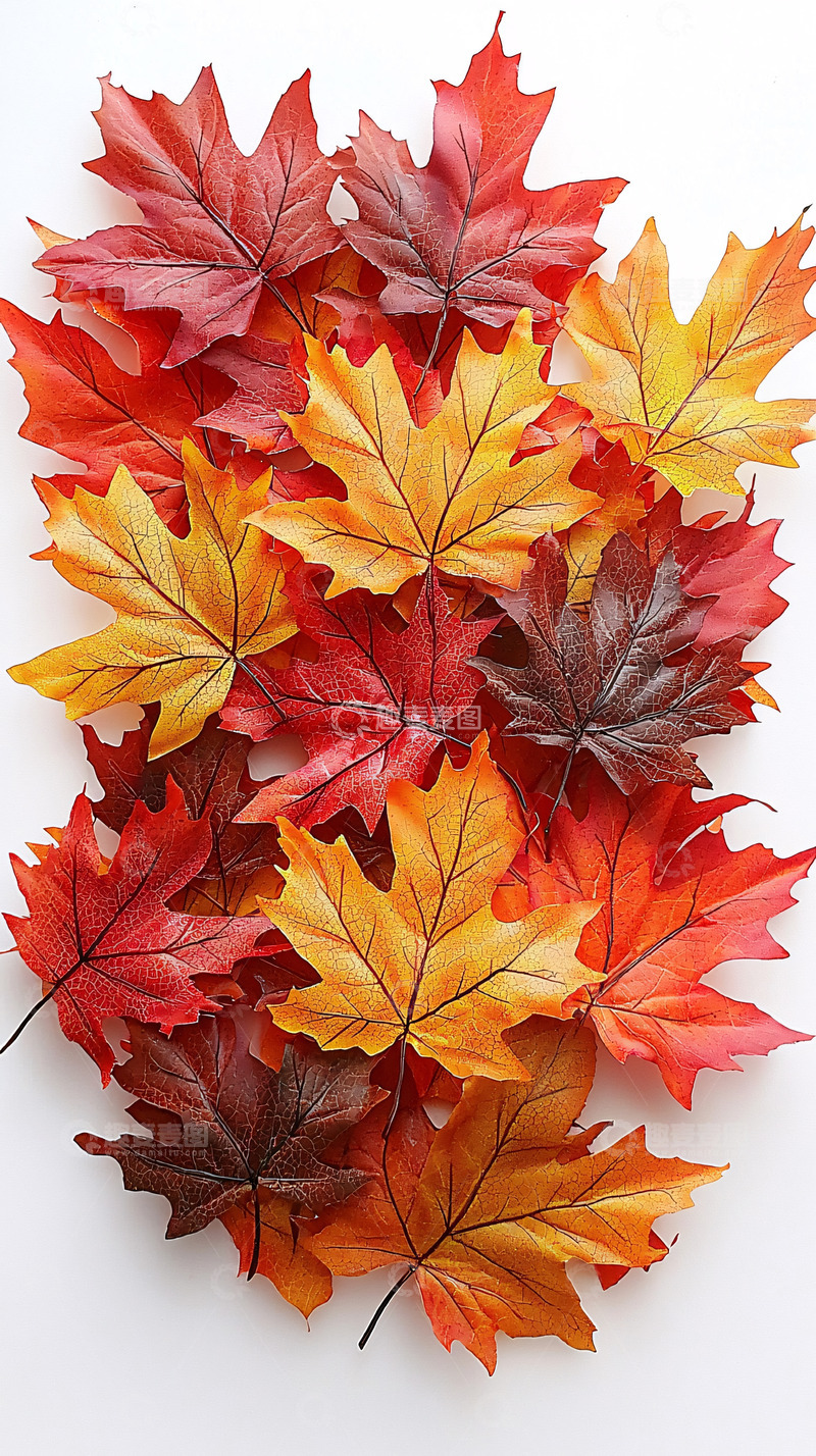 高清大图下载【趣麦麦图】色彩斑斓的枫叶堆叠