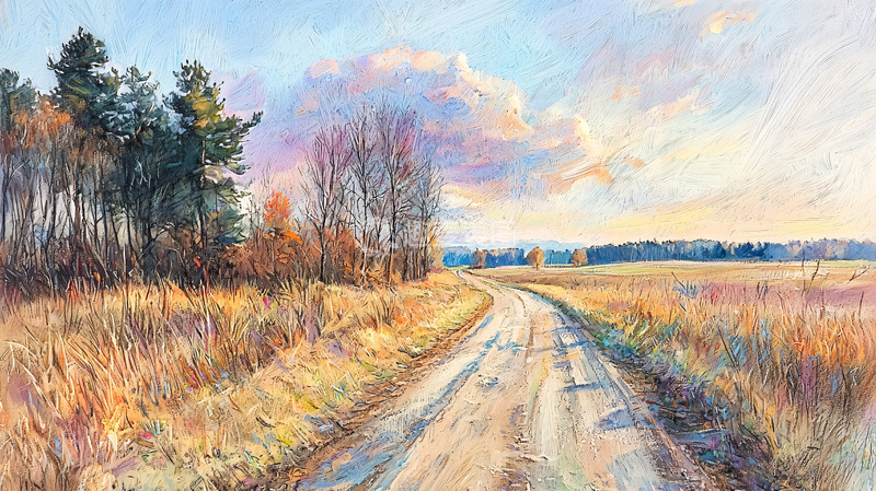 高清大图下载【趣麦麦图】乡村土路风景画