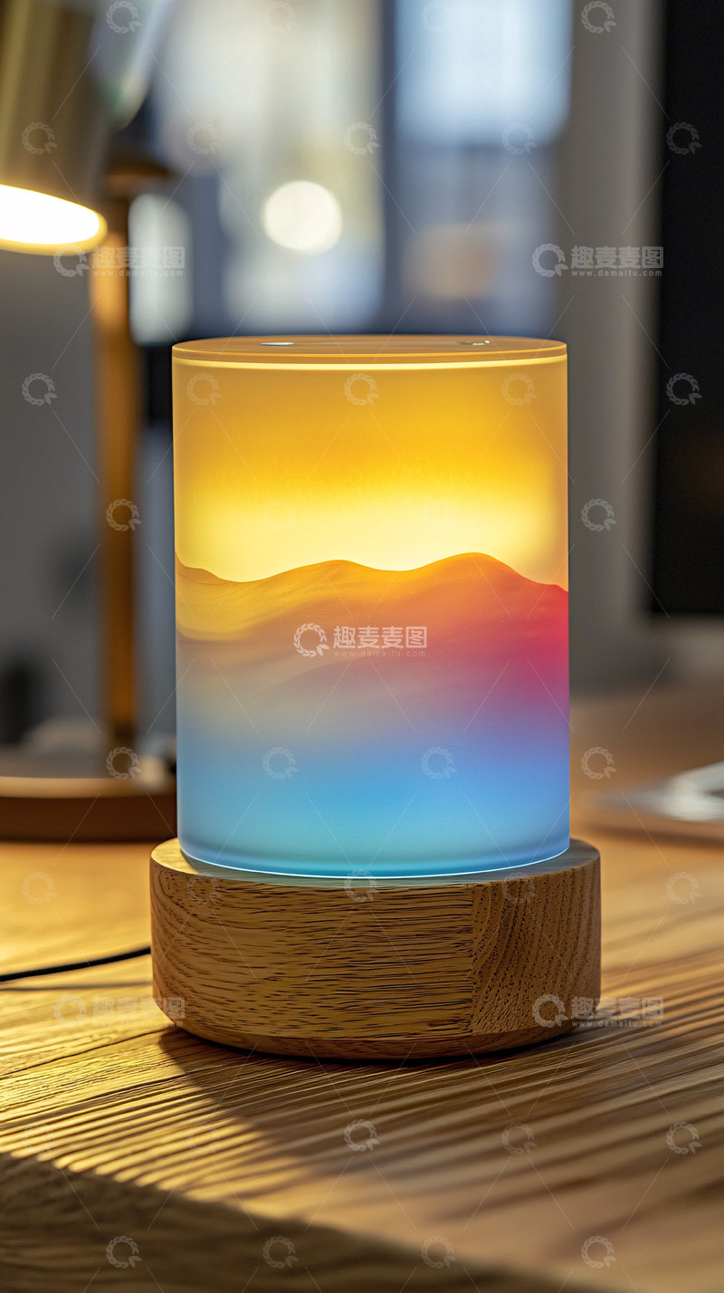 木质底座彩色山峦氛围灯