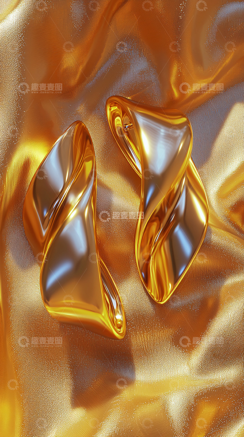 高清大图下载【趣麦麦图】金色扭纹耳环