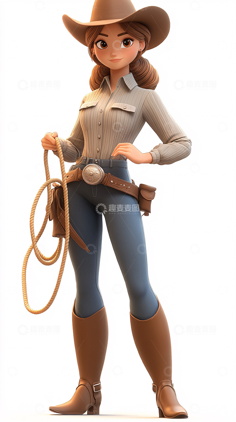 高清大图下载【趣麦麦图】卡通女牛仔