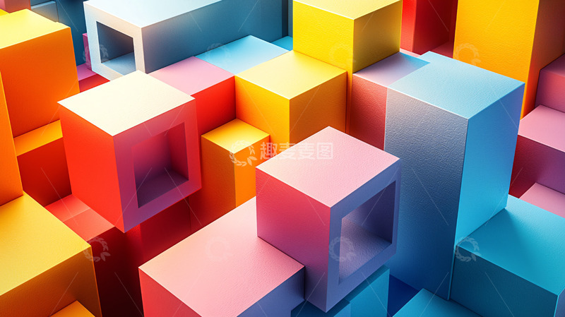 高清大图下载【趣麦麦图】彩色立方体几何排列