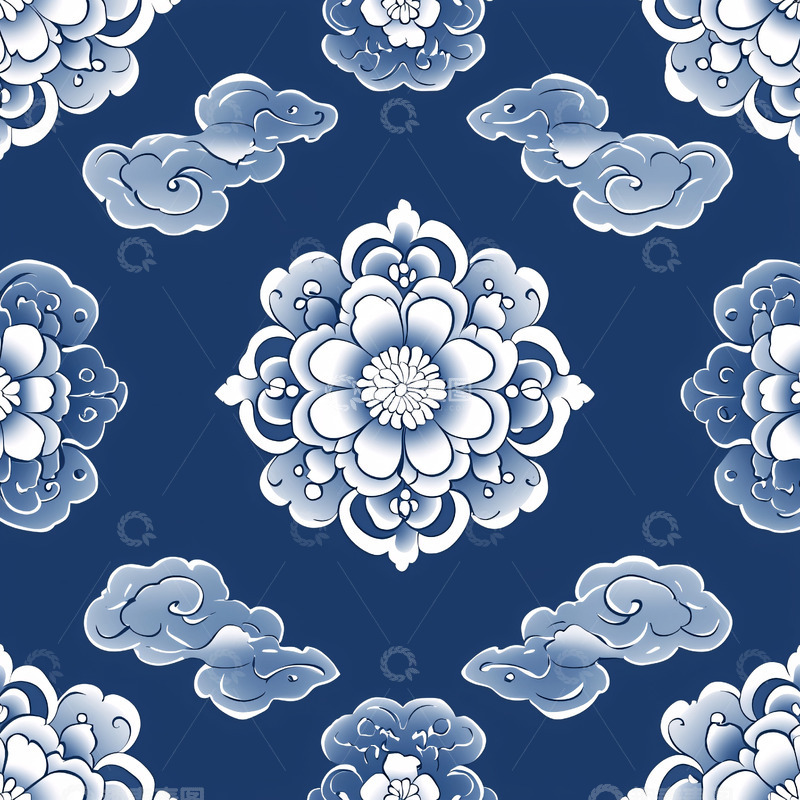 高清大图下载【趣麦麦图】青花瓷风格花纹图案